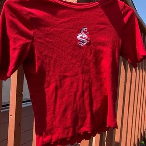 red cropped shirt hollister size small